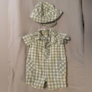 Haute Hippie Green and White Gingham Baby Outfit